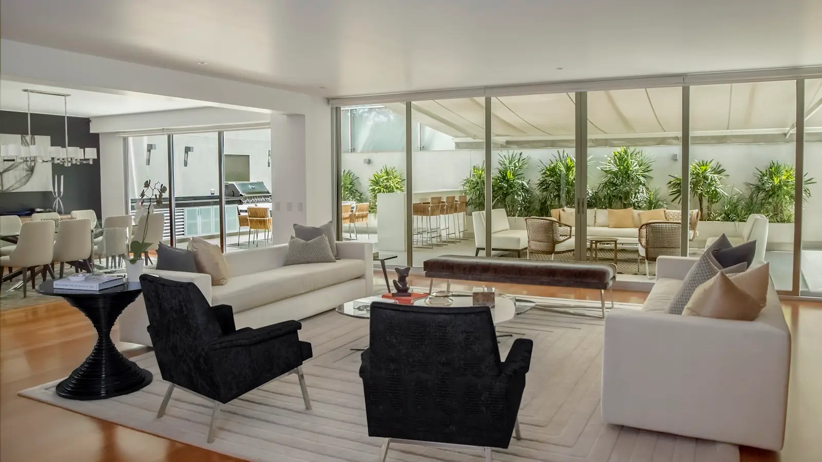 Open-plan living and dining area